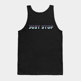 Just Stop Classic Video Game Graphic Teal Purple Gradient Tank Top